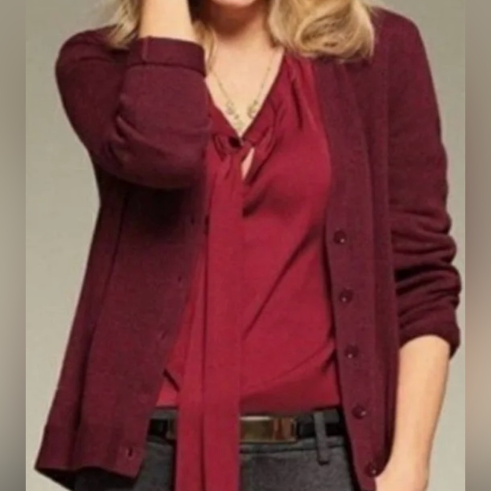 Cabi Catch Cardigan Garnet S 3529 Sweater Fall Layers Button Front Cotton